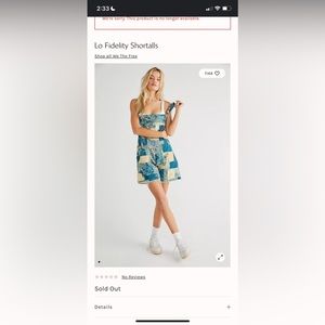 Free People Blue and Cream Patchwork Shortalls